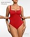 FeelinGirl Bodysuit for Women Black Tank Top Tummy Control Square Neck Bodysuits Going Out Tops Jumpsuits Rust Red XL