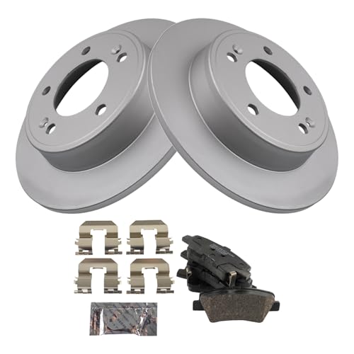 Image of TRQ Rear Brake Pad and Rotor Set Ceramic Coated Rotors Compatible with 2016-2017 Hyundai Veloster 2017-2020 Elantra GT 2017-2018 Kia Forte Forte5 2017-2019 Soul