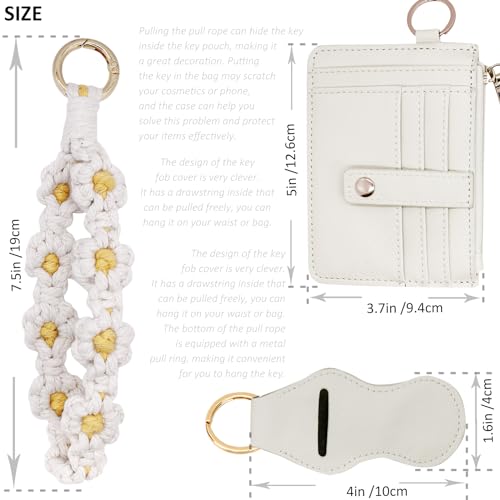BIHRTC Macrame Lanyards Wallet Card Holder with Leather Tassel Lipstick Boho Handmade Wristlet Bracelet Keychain Bangle Key Ring Coin Purse for Women Girls Car Keys Rings Holder Key Chain — view 2