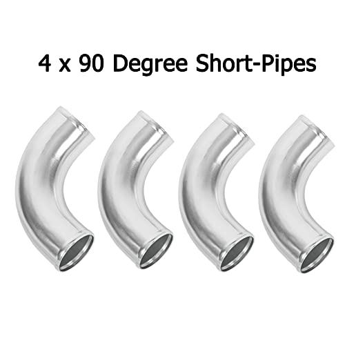 Aluminum Intercooler Hoses - Fin Front Mount with Silver Intercooler & 12pcs Chrome Hoses & 24pcs T-Bolt Clamps & Necessary Hardware - Image 5
