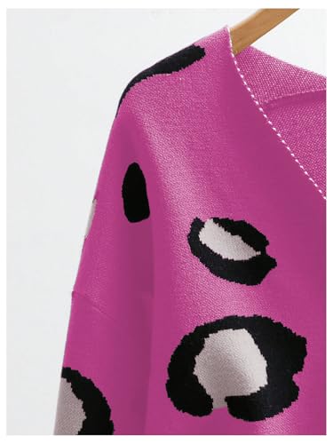 Image of WDIRARA Women's Leopard Tiger Print Cardigan V Neck Long Sleeve Color Block Button Down Sweater Outwear
