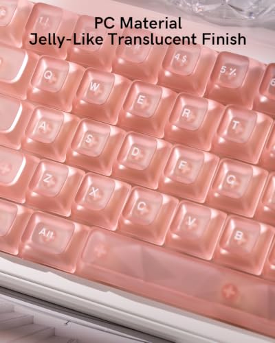 Image of Pink Clear Keycaps Set, 126 Keys Transparent Shine Through Keycap, ASA Profile Keyboard Key Caps, MX-Compatible for 61 /68 /84 /87 /98 /100 /104-Key Mechanical Keyboard