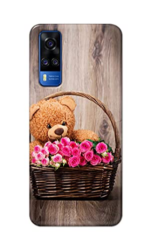 Image of PRINTFIDAA Roses and Teddy Bear in The Wicker Hard Back Cover for Vivo Y51 / Vivo Y51A / Vivo Y31 Back Cover -(P6) KAT1004