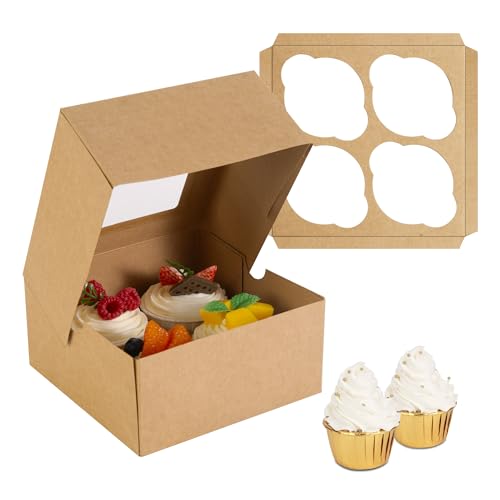 Jotique Cupcake Boxes with Window, 6 Sets 6x6x...