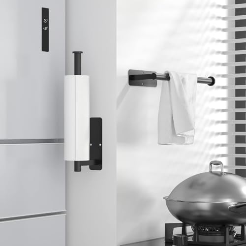 ASTOFLI Paper Towel Holder Under Cabinet No Drilling, Self Adhesive Paper Towel Holder Wall Mount for Kitchen Rack, Under Counter Napin Holder No Drill, RV, 304 Stainless Steel, Matte Black 2 Pack - Thumbnail 5