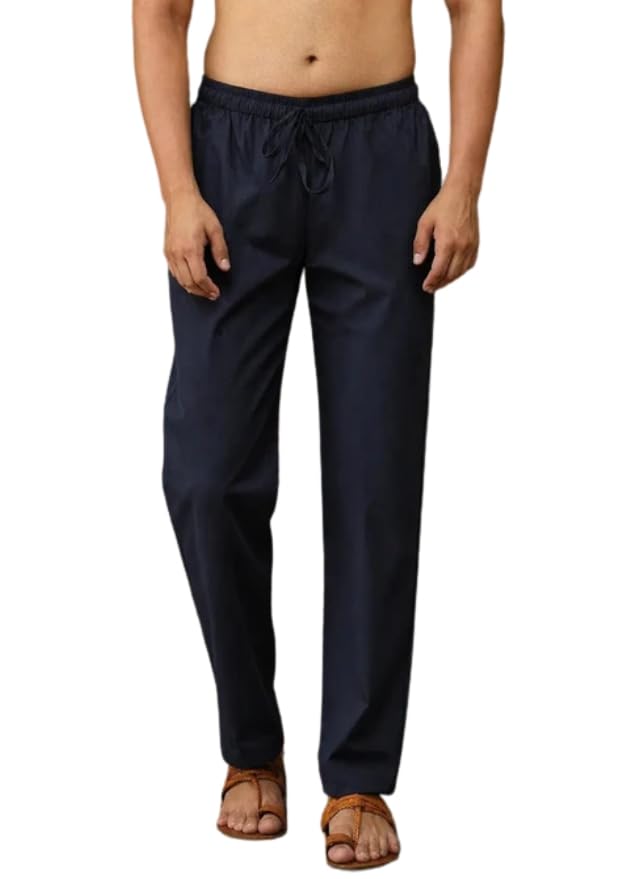 Men's Navy Blue Cotton Pyjama Bottoms – Lightweight Soft Sleep Pants for Nightwear & Loungewear-image-36