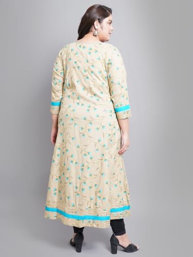 Image of Yash Gallery Women's Rayon Relaxed Fit Anarkali Floral Printed Kurta