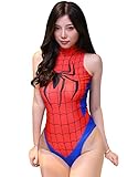 Olanstar Spidermans Kostüm Damen Bodysuit Superhelden Anime Cosplay Hoher Schnitt Turnanzug