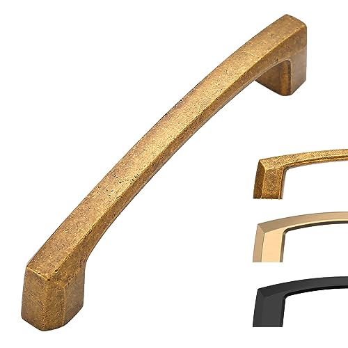 Image of 10 Pack Antique Brass Cabinet Pulls 4 Inch Kitchen Cabinet Handles Kitchen Handles for Cabinets Vintage Drawer Pulls Dresser Pulls Retro Cupboard Handles
