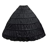 BiBOSS Hoop Skirt for Women Ball Gown Petticoat Skirt Slip Crinoline Underskirt (6 Hoop Skirt-Black), Large