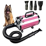 GULUQI High Velocity Professional Dog Grooming Dryer,Adjustable Temperature and Speed Hair Dryer for Pets with 4 Nozzles