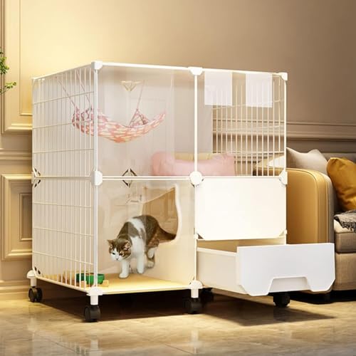 Cage pour chat pour 2 à 5 chats anti-odeur avec litière fermée intégrée