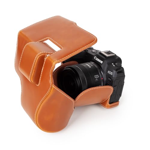 Funda para cámara Rieibi EOS R8 de cuero PU vintage marrón miniatura 4