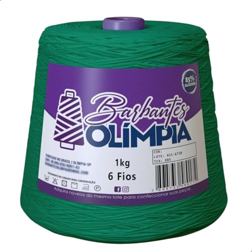 Barbante 1 Kg Fio 6 Olimpia Linha Crochê Diversas Cores Rolo (VERDE BANDEIRA)