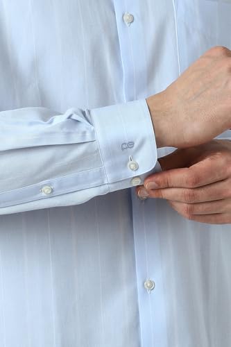 Image of Men Light Blue Regular Fit Full Sleeves Formal Shirt