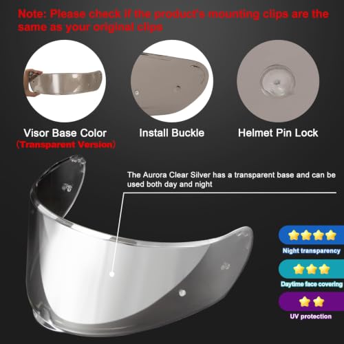 Image of PSLER Sedici Strada 2 Visor - Sedici Strada 2 and Strada 3 Face Shield Motorcycle Helmet visor Accessories Replacement for LS2 FT2 VECTOR Sedici Strada 2 Strada 3 FF801 FF397,Transparent Siver | Impact-Resistant ,UV400 Protection, Motorcycle Tinted Face Shield for Strada 2 Strada 3 FF801 FF397,Visor Replacement