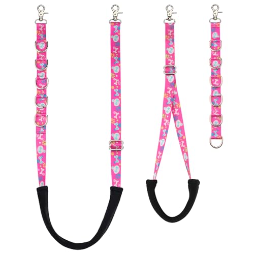 Dog Grooming Belly Straps Adjustable Grooming Loops with Cute Paw & Bone Pattern Pet Grooming Belly Support Band Table Accessories for Small Medium Large Dogs(Pink)