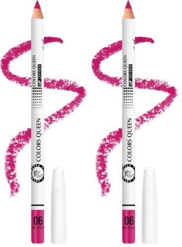 Image of Colors Queen Lip Definer Pencil | Highly Pigmented, One Swipe Smooth Application Matte Lip Liner | Long Lasting Lip Pencil (06 - Magenta) (Pack of 2)