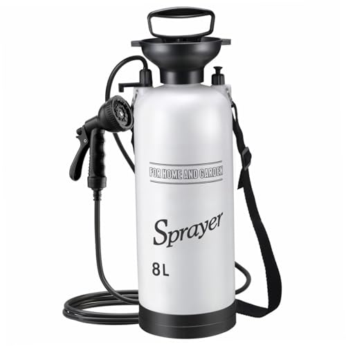 Ducha Portátil para Camping Jorzer, 8L con Cabezal Rociador de 10 Modos y Manguera de 9.84 pies para Jardín, Picnic, Excursión, Playa y Limpieza de Autos