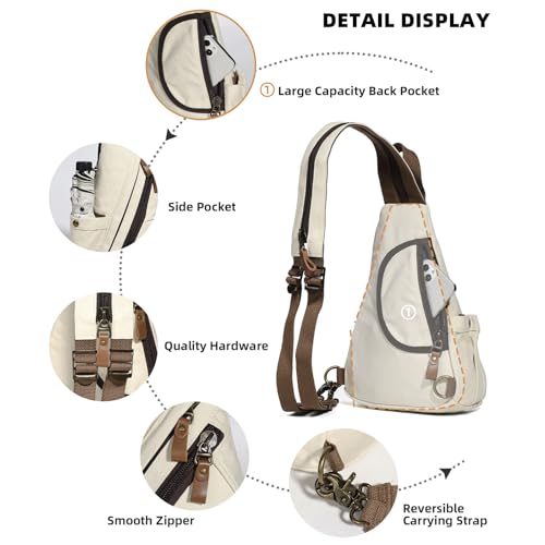Image of KL928 Canvas Sling Bag - Small Crossbody Backpack Shoulder Casual Daypack Rucksack for Men Women
