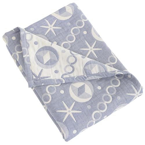 Image of NTBAY 3 Layer Toddler Blanket, Muslin Cotton Jacquard Bed Blankets, Lightweight Thermal Baby Blanket, Super Soft and Warm Crib Blanket for All Seasons, Decoration Gift, 30"x40", Blue Starfish