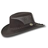 Barmah Hats Foldaway Bronco Cooler Leather Hat - Item 1062 (Medium, Brown)