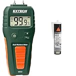 Extech MO55 Combination Pin/Pinless Moisture Meter, Green & Sikaflex 522 Caravan and Motor Home Adhesive Sealant Cartridge, White, 300 ml (new version)