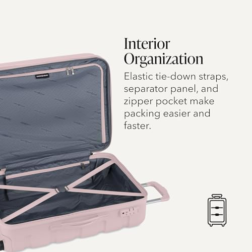 Image of SwissGear 7366 Signature Hardside Expandable Luggage with Spinner Wheels, TSA Lock, Pink, Checked-Medium 23-Inch