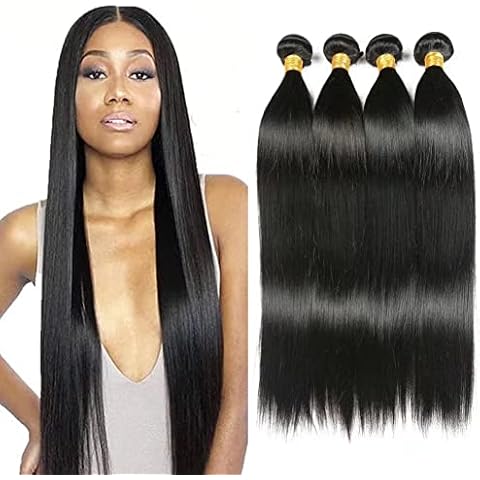 10A Brazilian Straight Hair Bundles (18 20 22 24) Virgin Human Hair 4 Bundles Straight Hair Extensions Weave Hair Human Bundles 100% Unprocessed Virgin Hair Bundles Cover