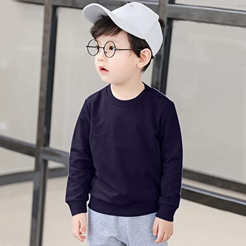 Toddler Solid Plain Sweatshirt Casual Long Sleeve Crewneck Tees Stretchy Boys Jackets Sport T-Shirt Tops Blouse2