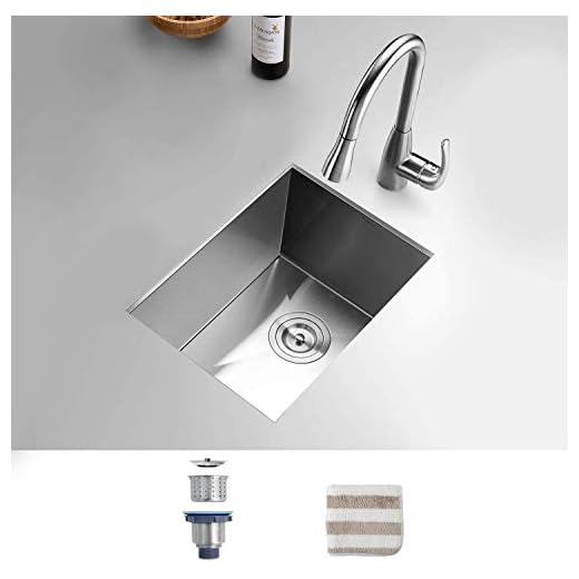 TORVA 14 x 18 Inch Undermount Kitchen Sink, 16 Gauge T-304 Stainless Steel Single Bowl Wet Bar or Prep Sink with Zero-Radius Corners