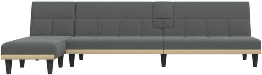 L-Shaped Sofa Bed Dark Grey Living Room Furniture