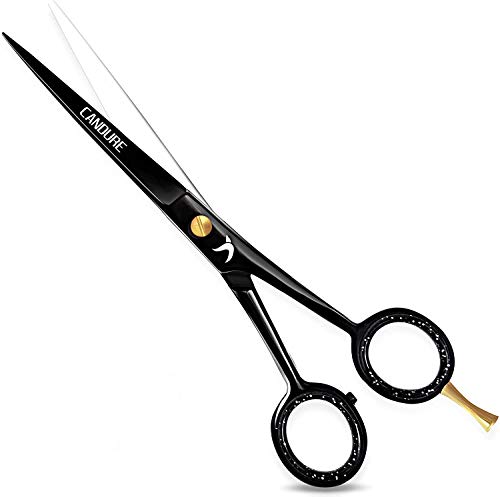 Candure Haarschere Friseurschere Profi 6.5 Zoll Haarschneideschere Haare und Bart Schere Leicht Schere Haare Schneiden, Hair Scissors für Männer, Frauen, Kinder und Haustiere (Schwarz)