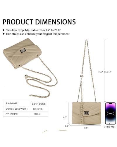 Image of LAVTUG Quilted Crossbody Bag for Women Small Flap Purse with Gold Chain | Faux Leather, Elegant Designer Shoulder Handbag, Everyday Use