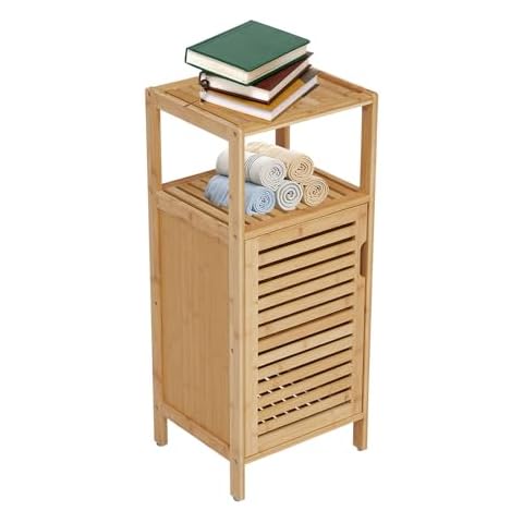 kinbor Bamboo Bathroom Cabinet Storage Cabinet with Single Door Furniture Cabinet for Bathroom, Living Room, Bedroom Cover