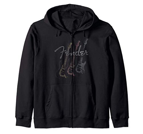 fender hoodie - Fender Stacked Guitar Faded Logo Zip Hoodie