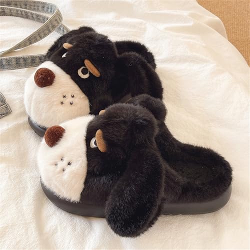 Dog slippers cartoon animal home plush warm and non slip slippers for men and women3