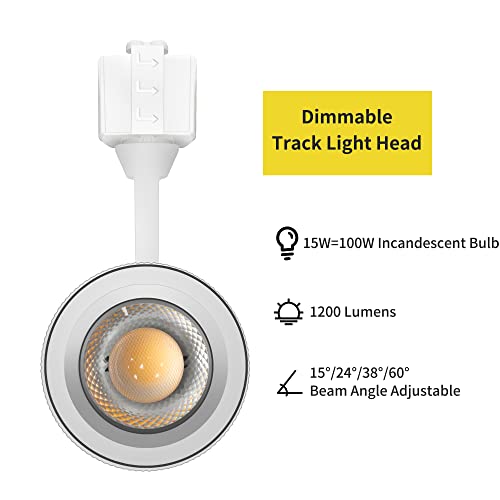 Anbujude 3 Pack Dimmable 15W Led White Track Lighting Heads, Compatible With J Type Track Lighting System For Home And Commercial Lighting, 15°/24°/38°/60° Adjustable Beam Angles, 3000K, Cri90 #TOP2
