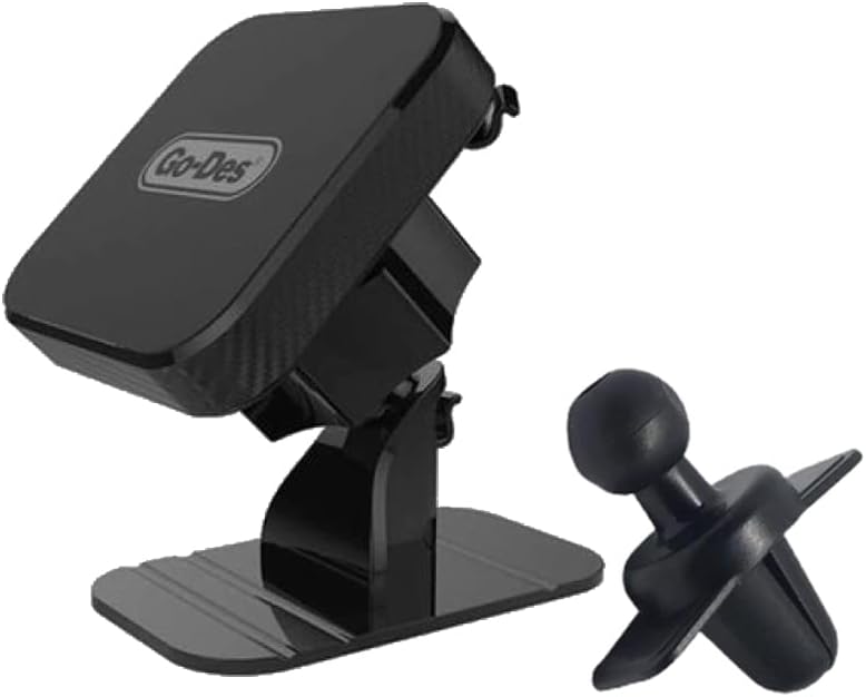 GO-Des GD-HD635 2in1 Magnetic Car Phone Holder Mount - 360 Degree Adjustable Head Dashboard and Air Vent Mount, Universal with All Devices (Type C)