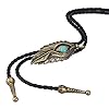 COOLLA Bolo Tie Adlerauge-Feder-Krawatte, Lederhalsband, Vintage-Stil, türkisfarbener Anhänger für Damen, Herren (Bronze), Leder, Türkis #5
