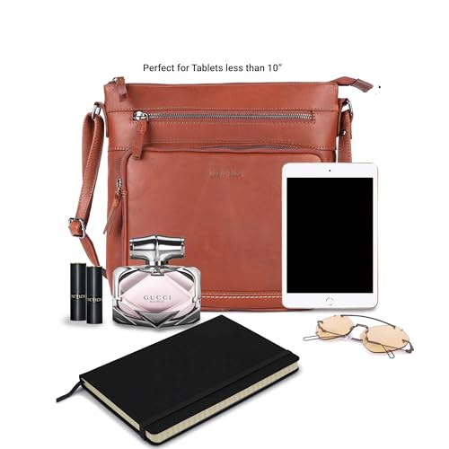 Image of LEDERBUCK Olga Women's Extra-Large Genuine Leather Crossbody Purse - Soft Triple-Zip Shoulder Bag