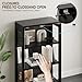 Airynee Display Cabinet with Glass Doors 3-Tier, 7 Vibrant Colors 3 Dynamic Lighting Modes HD Glass Storage Cabinet with Human Body Sensor(Black)