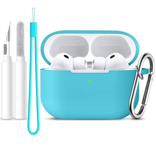 Lerobo for AirPods Pro 3 Case with Cleaner Kit, Protective Soft Silicone Cover with Keychain & Lanyard for Women and Men Compatible with Apple Airpods Pro 3rd Generation Case,Scratch-Proof,Teal - image 1