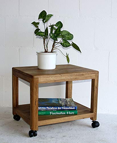 Preisvergleich Produktbild Casa Massivholz Rollwagen 50x40x40 Beistelltisch Asteiche Natur geölt