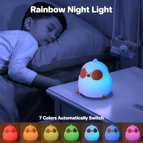 ELZO Night Light for Kids Cute Animal Silicone Nursery Night Lamp, 7 Colors+36H, Touch Control, USB Rechargeable - Image 2