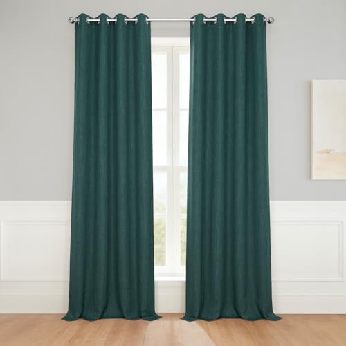 Image of HPD Half Price Drapes Grommet Linen Curtains 120 Inches Long Room Darkening Curtains for Bedroom & Living Room (1 Panel), 50W x 120L, Focal Green