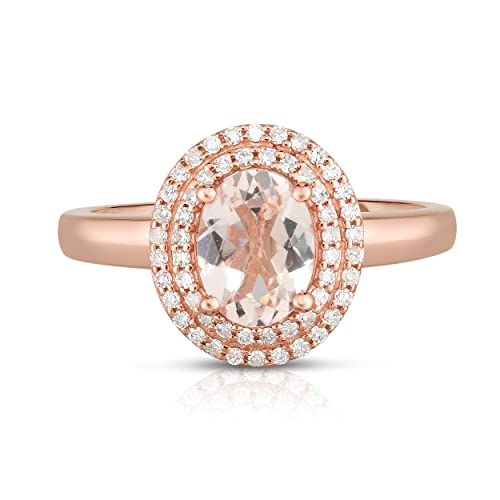 14K ���[�Y�S�[���h �����K�i�C�g �����O �_�u�� �w�C���[ �_�C�������h ����w�� 8x6mm 1 Ct �I�[�o�� �{���̃����K�i�C�g 1/4 Ct �_�C�������h �S�[�W���X�ȃ����O�A�T�C�Y7