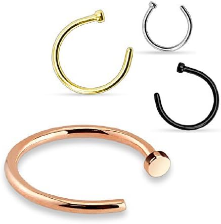 BodyJ4You Nose Rings 20G Hoop Stud 8mm 10mm Surgical Steel Lip Piercing Jewelry Women Girl
