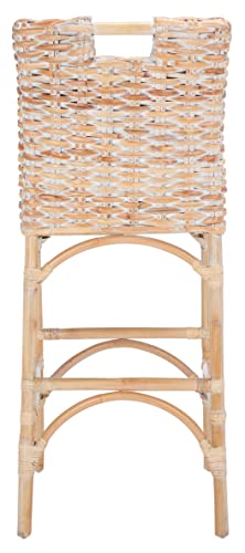 Taburete de bar Safavieh Home Collection Fremont tropical costero blanco de madera maciza de 32 pulgadas (totalmente ensamblado) miniatura 5