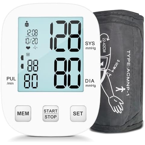 Blood Pressure Monitor, Automatic Upper Arm Blood Pressure Monitors for Home Use, Blood Pressure Machine Large Backlight Display, Accurate Adjustable Digital BP Cuff Cover